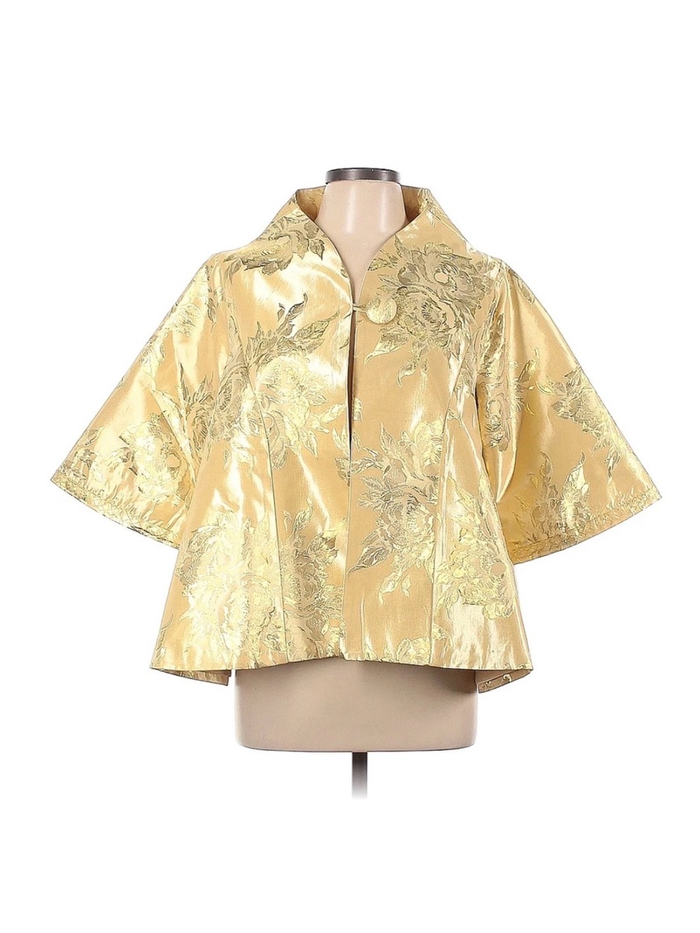 Frances Valentine Gold Brocade Swing Short Jacket - Women's Top
